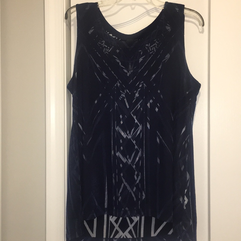 Navy blue Aztec burnout print tank top Sz L